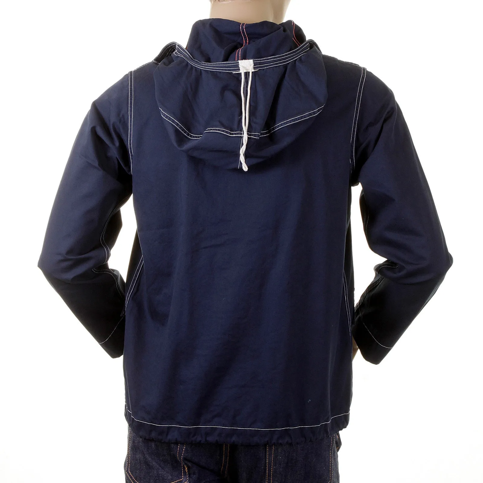 Lightweight Full Zip SC12164 Navy Herringbone Hooded Jacket CANE2104 sold by Sugar Cane product image thumbnail 4