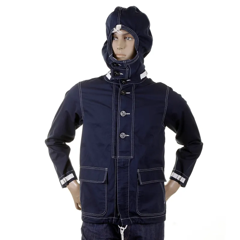 Lightweight Full Zip SC12164 Navy Herringbone Hooded Jacket CANE2104 made by Sugar Cane