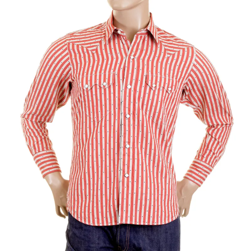 Doddy Red and Off White SC25369 Striped Shirt with Navy Stars CANE2280 made by Sugar Cane