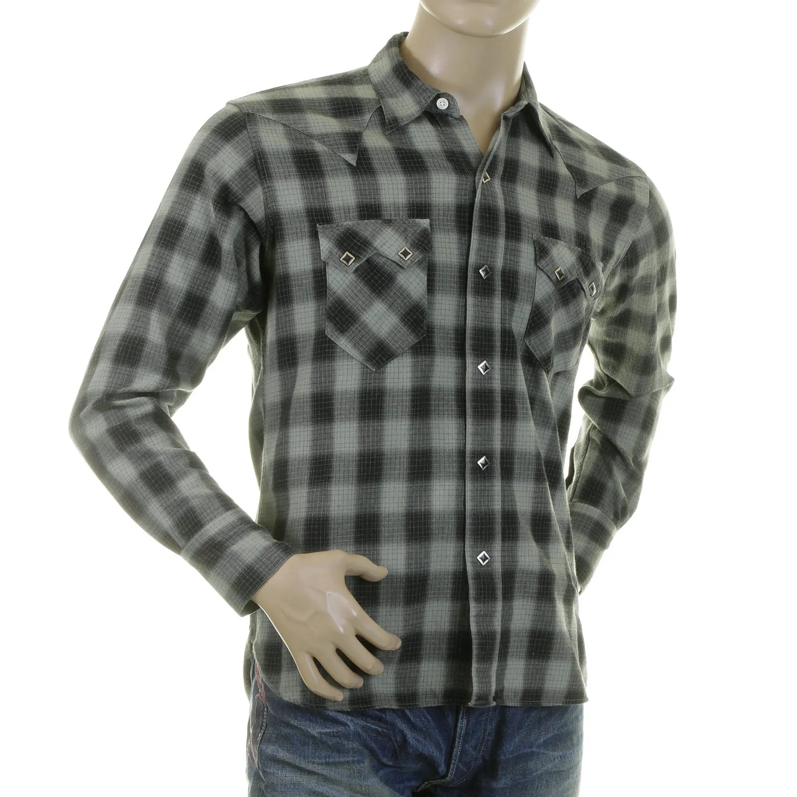 Grey Check SC25371 Western Shirt with Diamond Shaped Buttons CANE2825 sold by Sugar Cane product image thumbnail 3