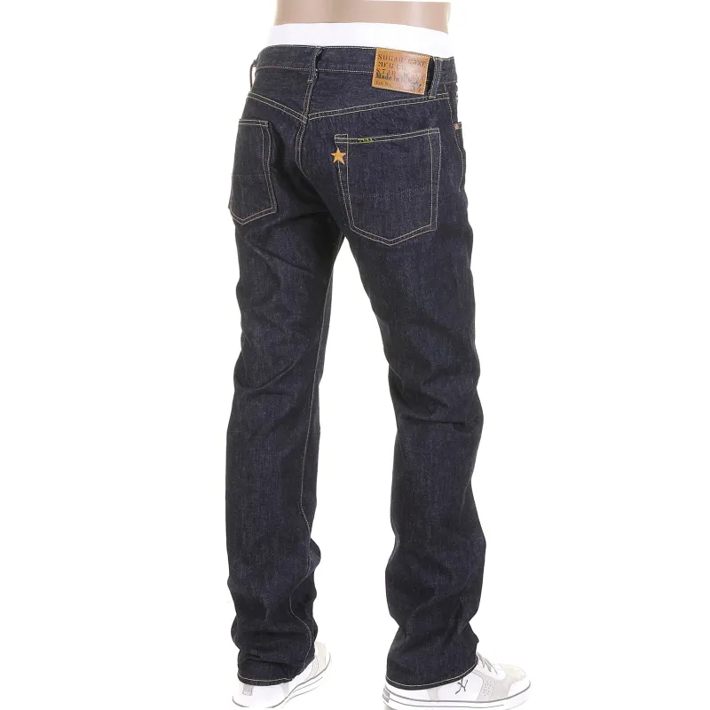 Slimmer Cut Navy SC40724A One Wash Selvedge Denim Jeans CANE2279 sold by Sugar Cane