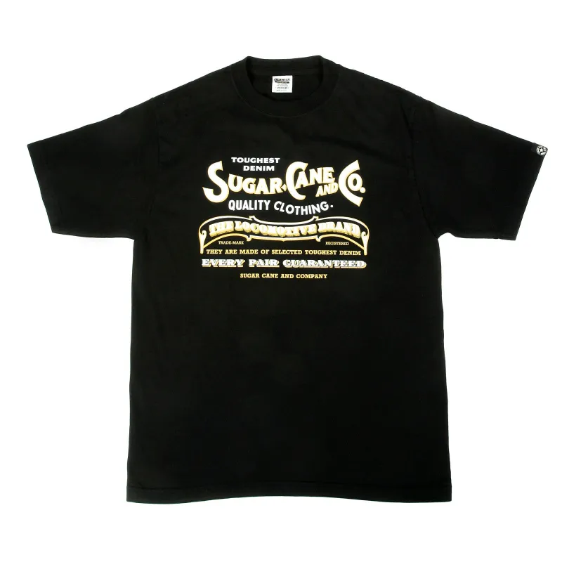 Black Crew Neck Short Sleeve SC73438 Regular Fit Logo T-Shirt CANE9032 made by Sugar Cane