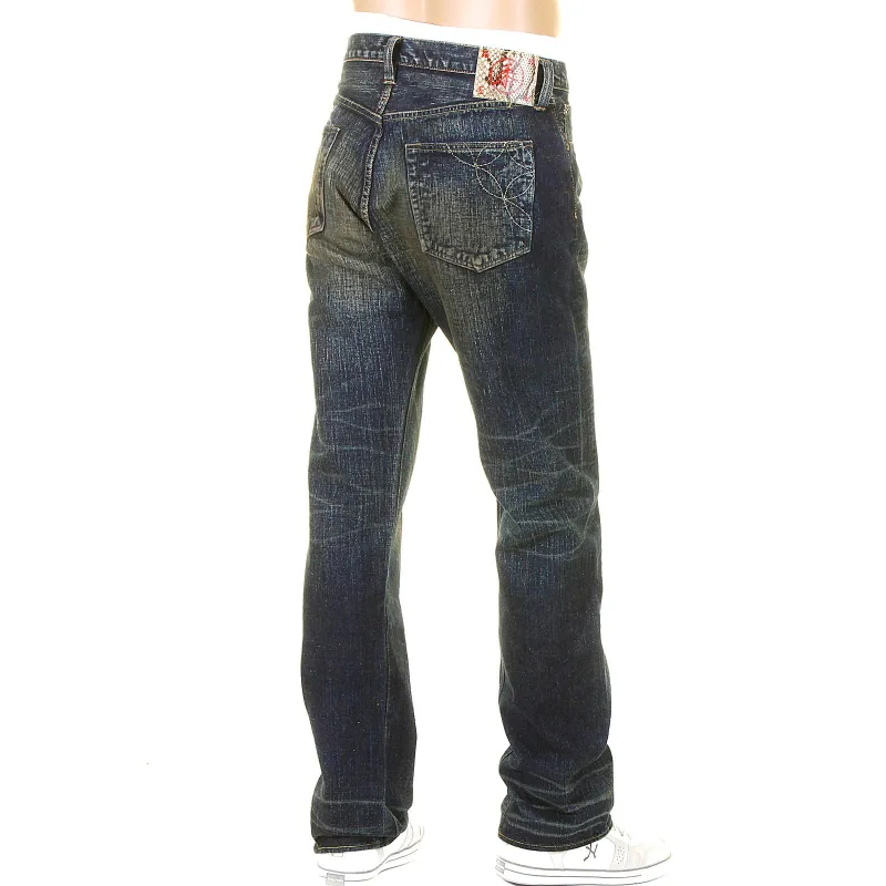 Okinawa Hard Wash SC40301H Selvedge Denim Jeans in Navy Blue CANE4070 sold by Sugar Cane