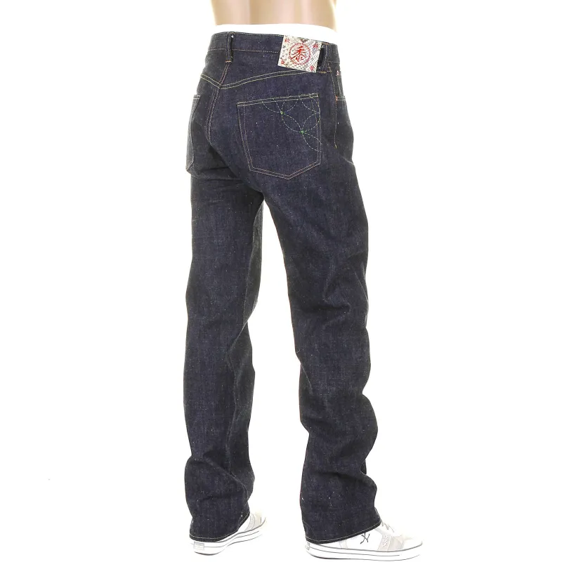 Navy Blue Okinawa Raw SC40301N Non Wash Selvedge Denim Jeans CANE3214 sold by Sugar Cane