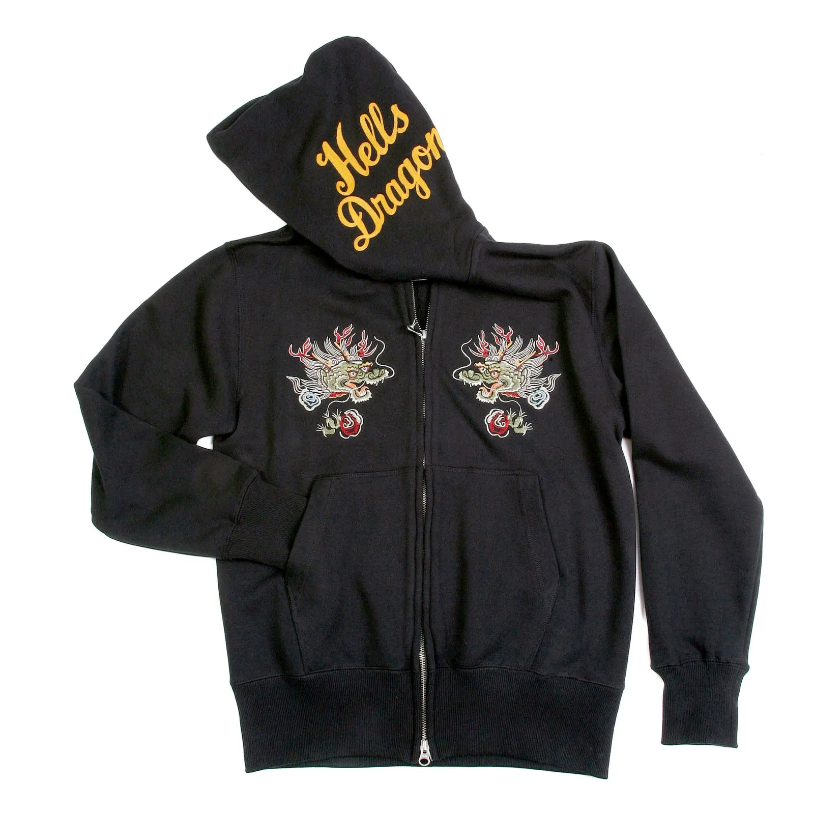 Slim Fit TT64244 Black Hoodie with Hells Dragon Embroidery CANE2849 sold by Sugar Cane product image thumbnail 2