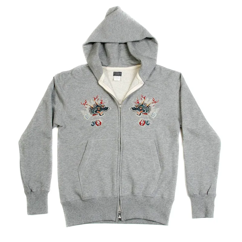 Hells Dragon Embroidered TT64244 Slim Fit Heather Grey Hoodie CANE2848 sold by Sugar Cane