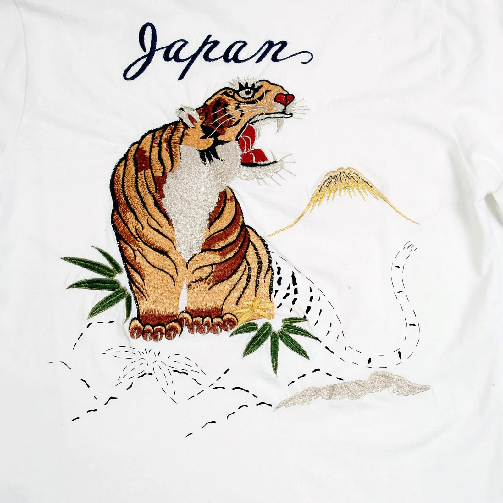 Tiger Embroidered White Long Sleeve TT64241 Slim Fit T-Shirt CANE2846 sold by Sugar Cane product image thumbnail 3