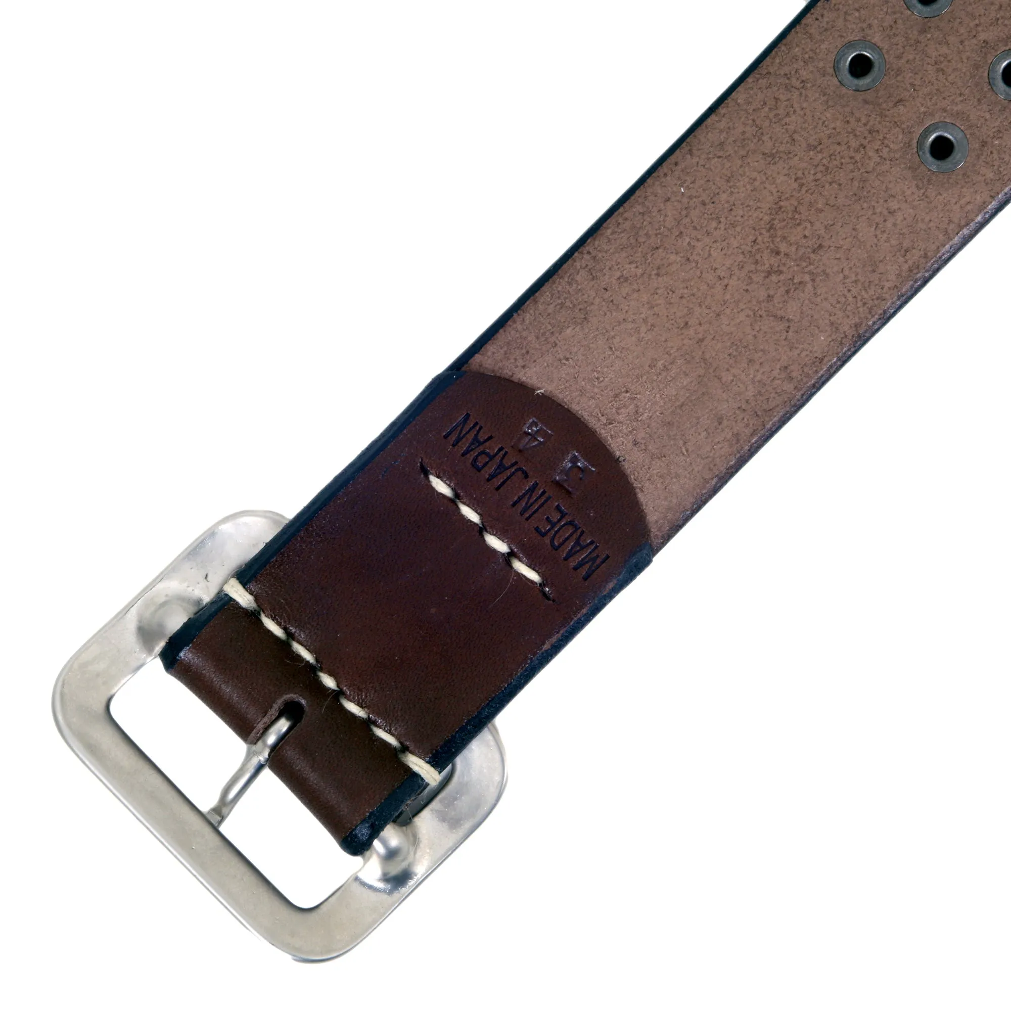 Thick Brown Leather SC02322 Cowhide Garrison Belt with Studs CANE7537 sold by Sugar Cane product image thumbnail 5