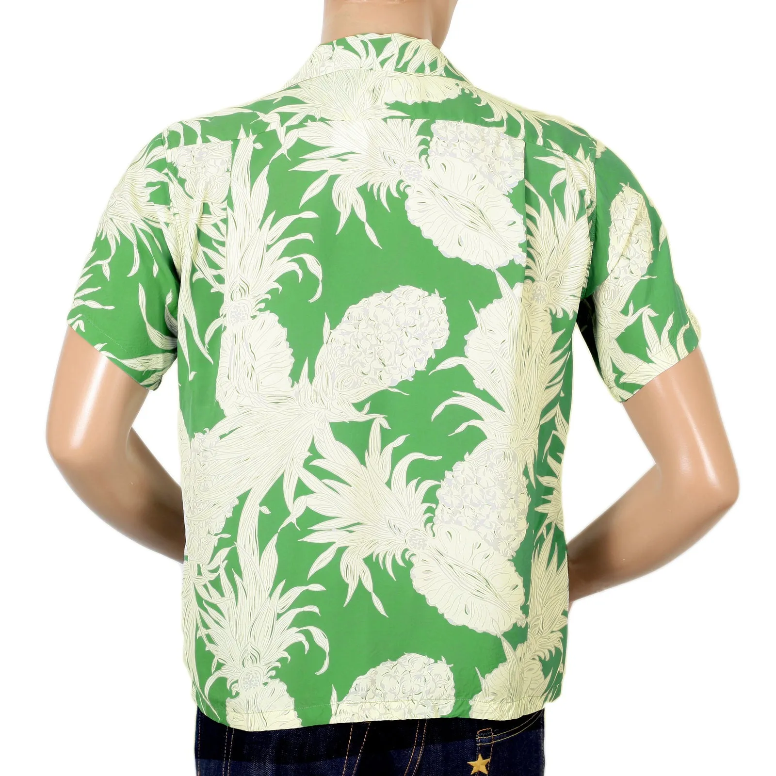 Sun Surf Green Short Sleeve Regular Fit Hawaiian Shirt for Men with Grey Island Pineapple Print SURF7531 sold by Sugar Cane product image thumbnail 5