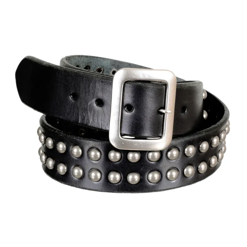 Black Cowhide Leather SC02322 Garrison Belt with Studs CANE5725 made by Sugar Cane