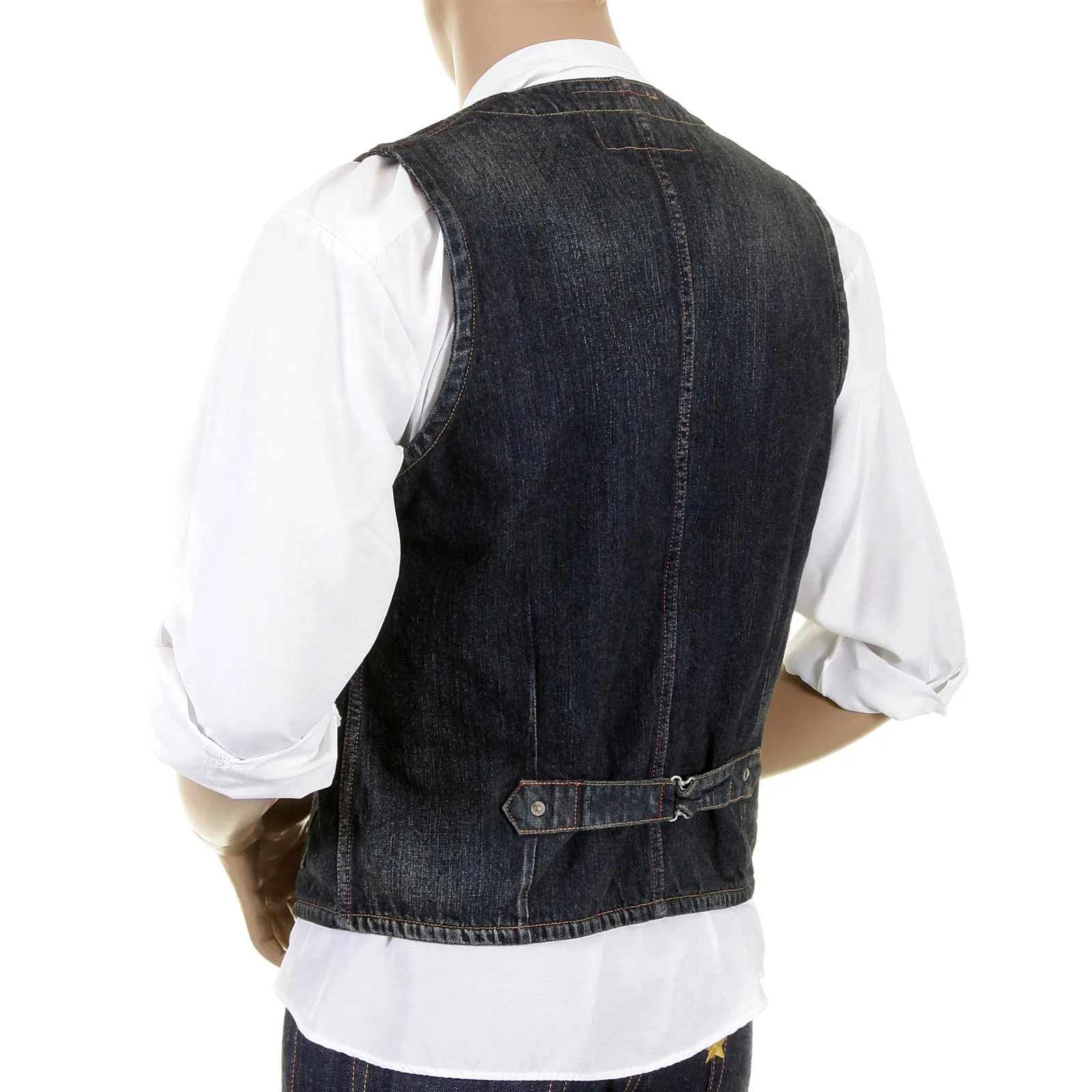 Sugar Cane waistcoat Fiction Romance hard wash denim 30s model SC12242H work vest top CANE1219 sold by Sugar Cane product image thumbnail 5