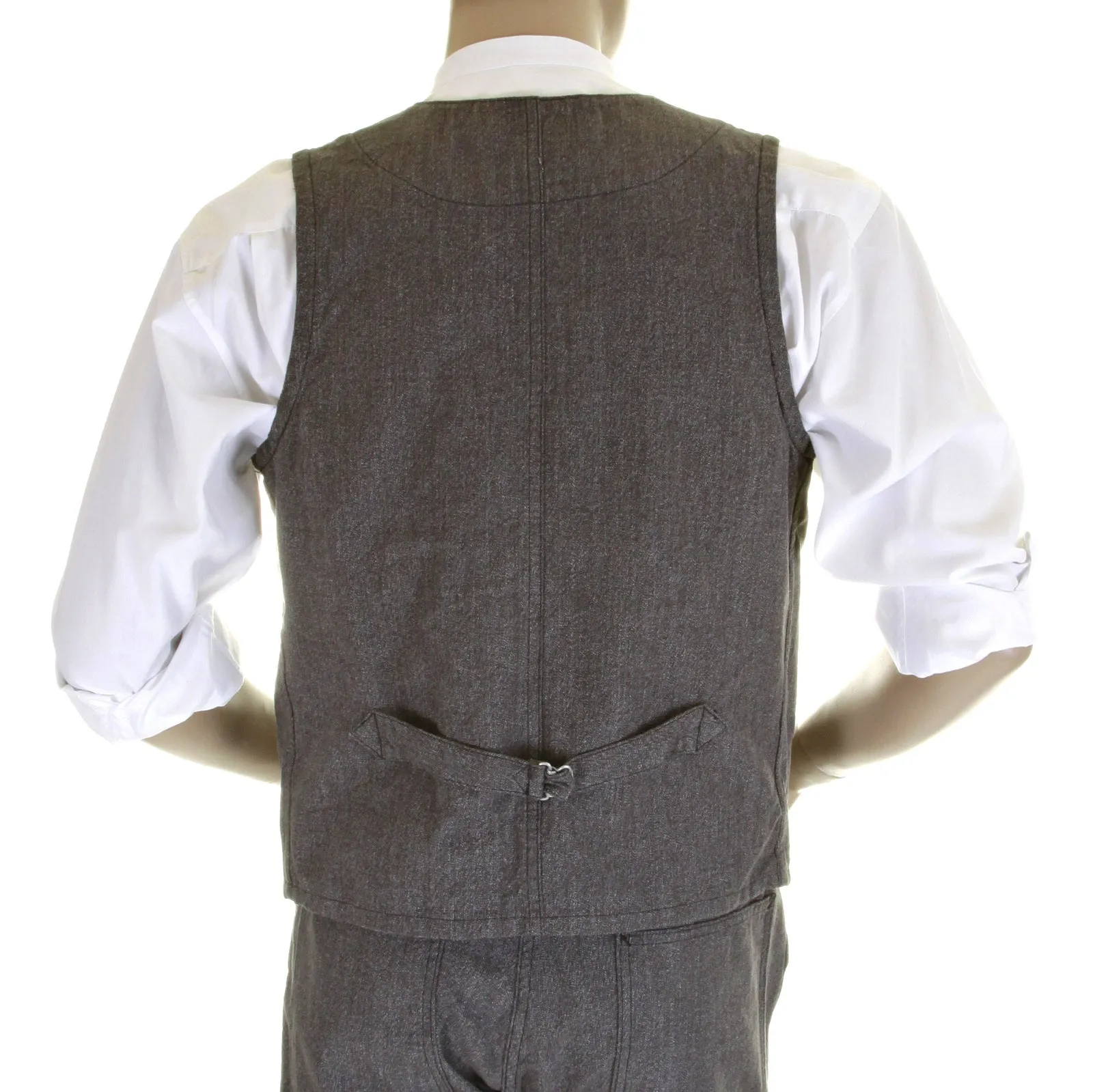 Sugarcane Mens SC12243 Vintage Cut 1940s Style Cover Engineer Cotton Waistcoat Vest in Charcoal Black CANE0251 sold by Sugar Cane product image thumbnail 5