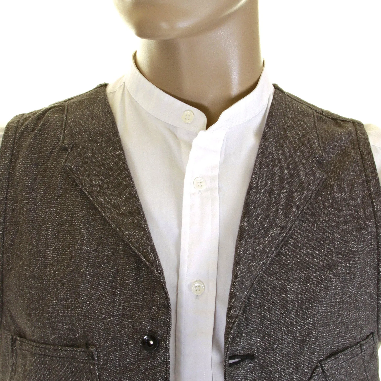 Sugarcane Mens SC12243 Vintage Cut 1940s Style Cover Engineer Cotton Waistcoat Vest in Charcoal Black CANE0251 sold by Sugar Cane product image thumbnail 2