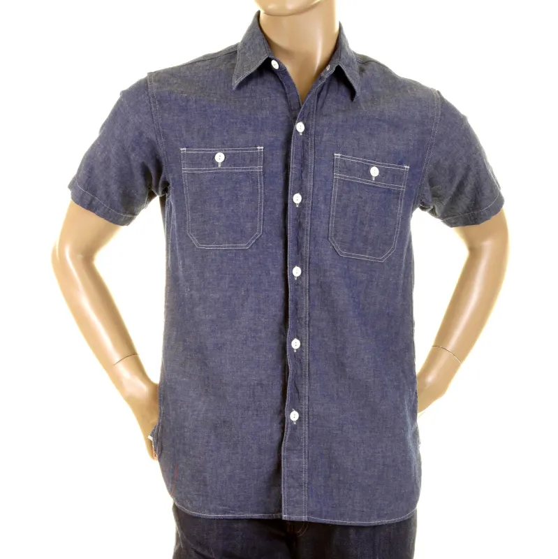 Sugar Cane SC35454 denim blue chambray work shirt CANE0245 made by Sugar Cane