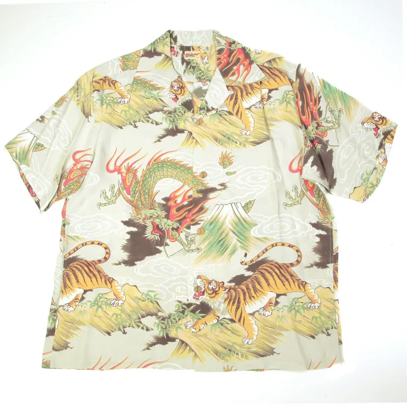 Shirt Sun Surf Hawaiian shirts SS33334 Hawaiian Fighting Dragon &amp; Tiger Shirt made by SUNSURF