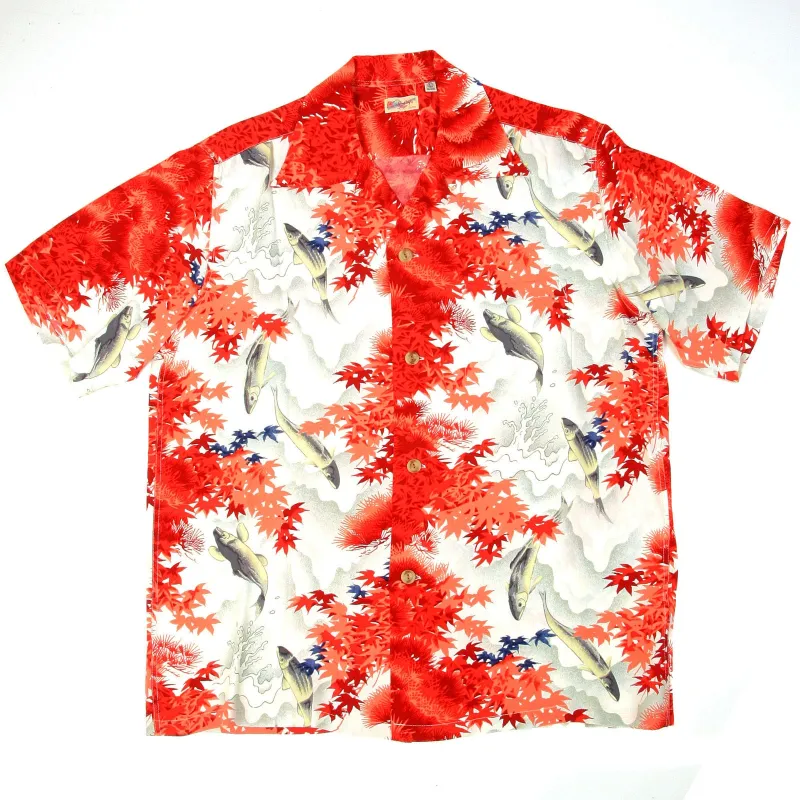 Sun Surf Mens SS33333 Red Regular Fit Short Sleeve Cuban Collar Hawaiian Shirt with Wild Sweetfish Print SURF9059 made by SUNSURF