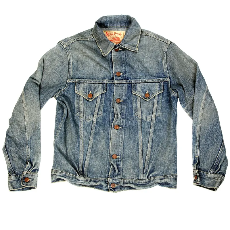 Sugar Cane Mens SC11962H Regular Fit Vintage Cut Hard Wash Western Style Blue Denim Jacket CANE9035 made by Sugar Cane