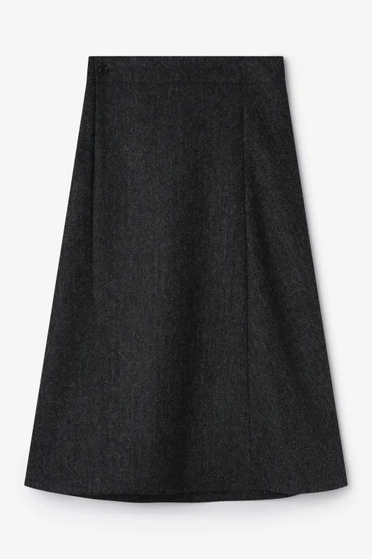 Wrap Skirt - Charcoal Herringbone sold by Sage Nation
