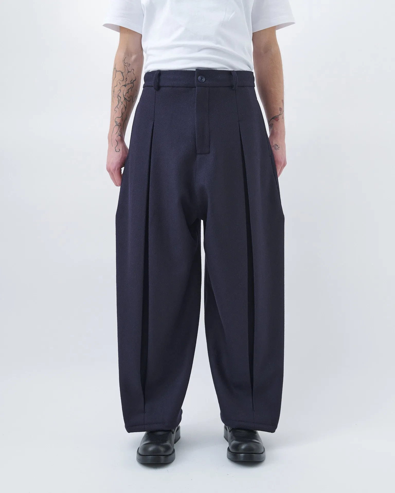 Box Pleat Trouser Wool - Navy sold by Sage Nation product image thumbnail 3
