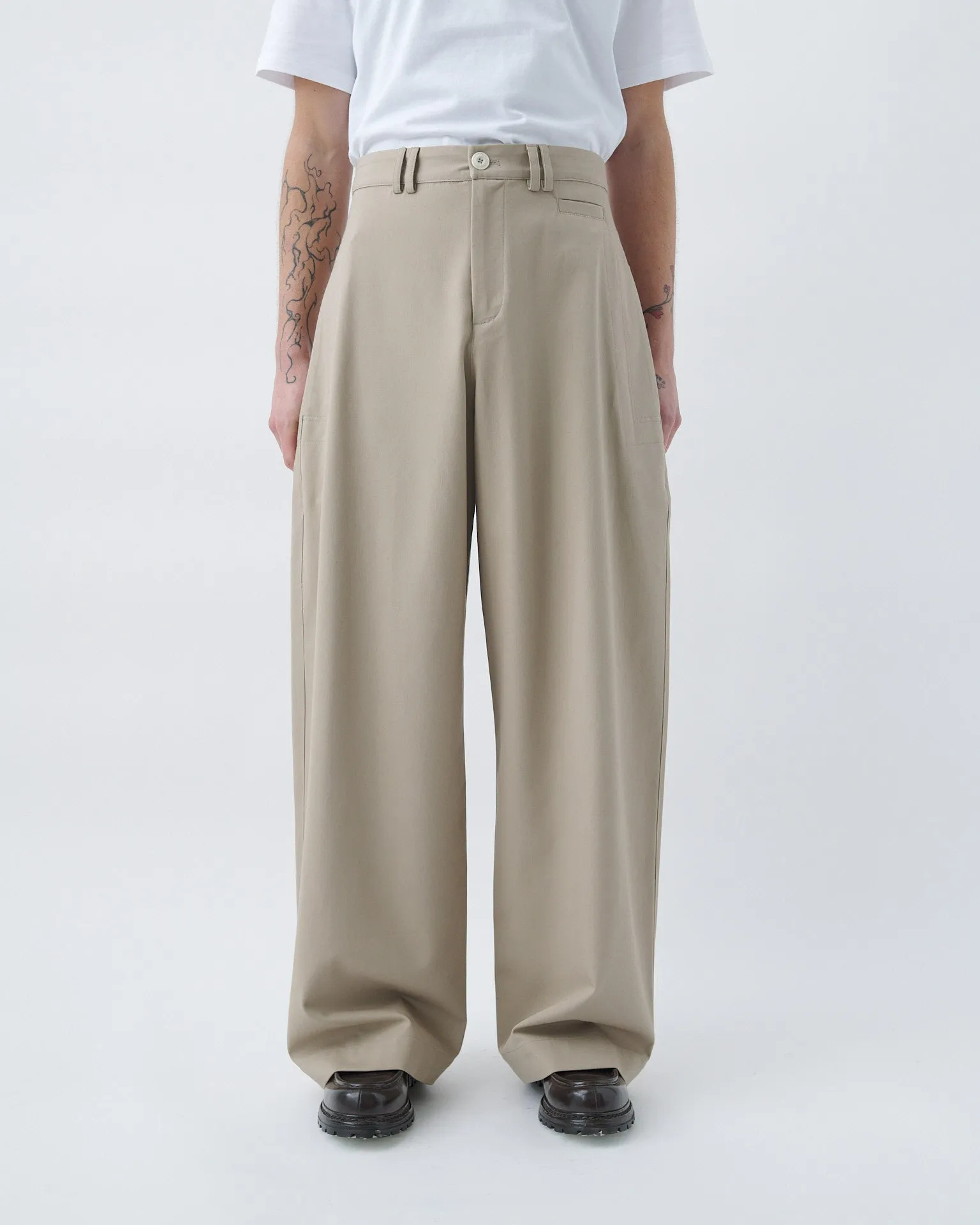 Wide Tailored Trouser - Beige sold by Sage Nation product image thumbnail 4
