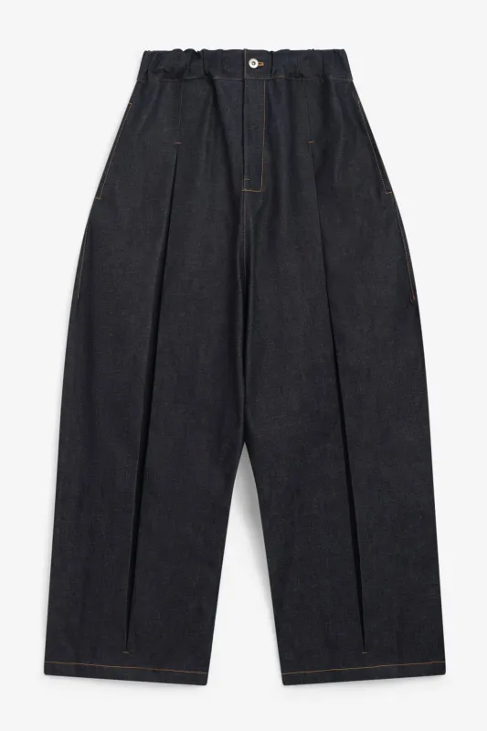 Box Pleat Trouser Denim - Raw Indigo sold by Sage Nation