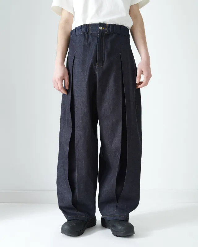 AW26 Box Pleat Trouser Denim - Raw Indigo sold by Sage Nation