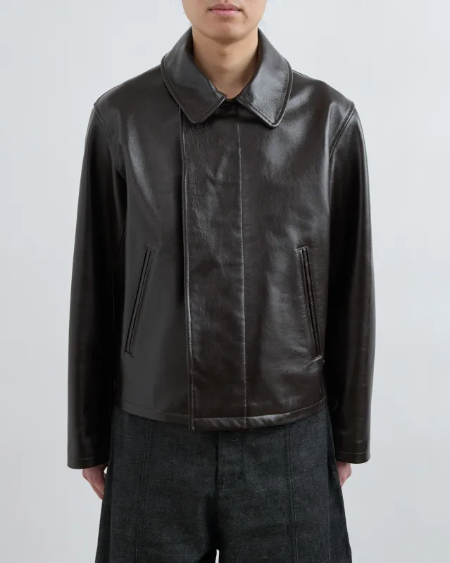 AW26 Leather Blouson - Dark Brown made by Sage Nation
