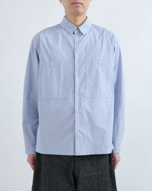 AW26 Grange Shirt - Blue/Brown Stripe sold by Sage Nation