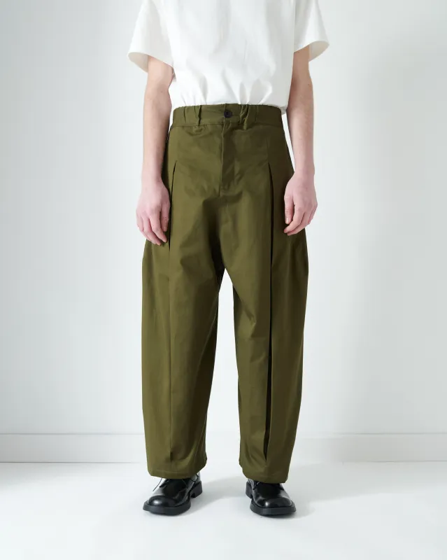 AW26 Box Pleat Trouser (Unisex) - Khaki Green sold by Sage Nation