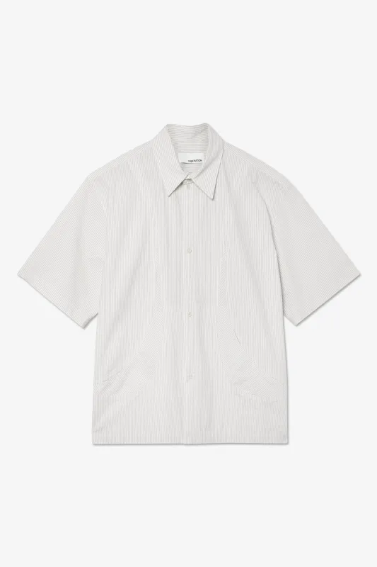 Takeshi Shirt - Ivory Stripe sold by Sage Nation