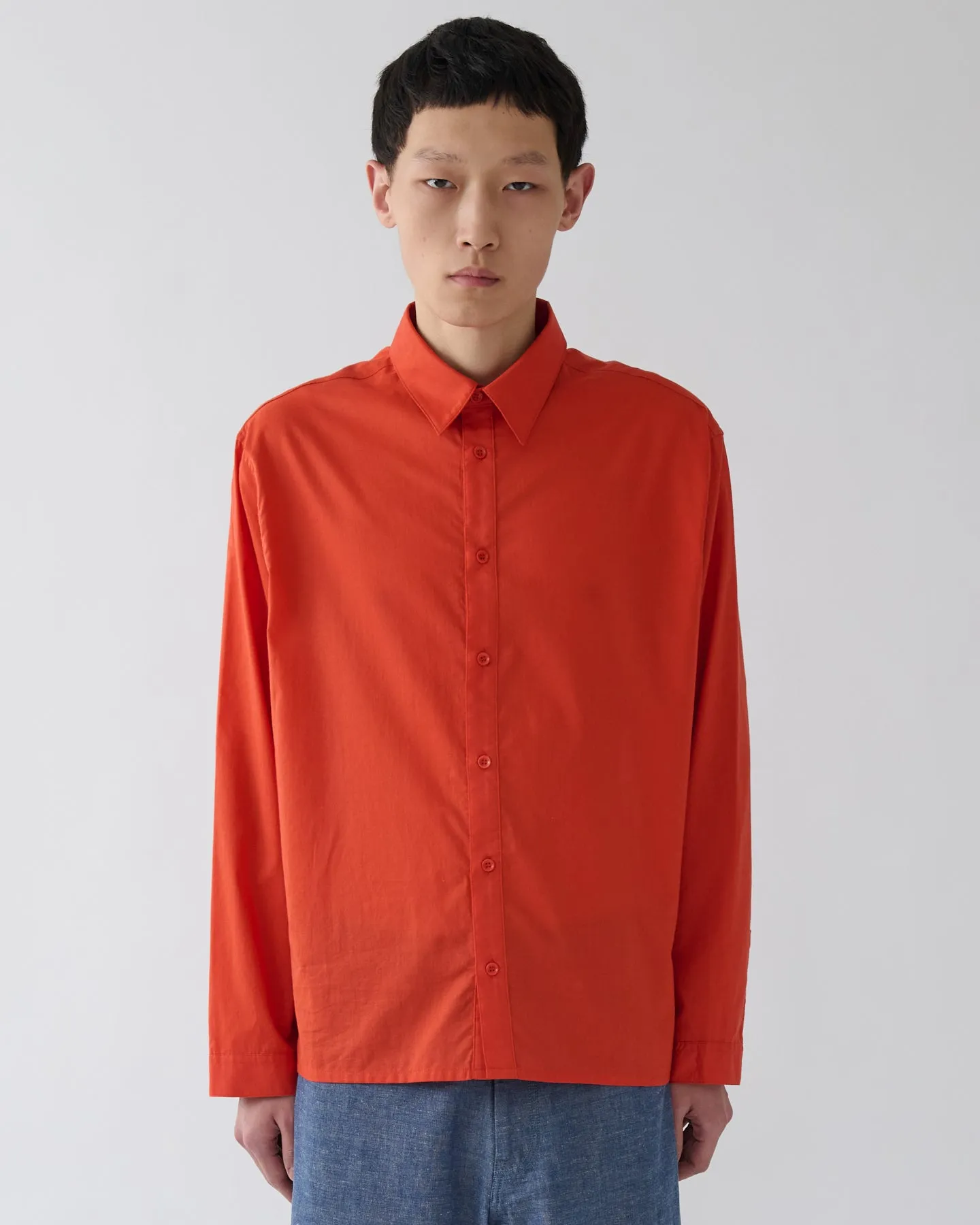 SS27 Strano Shirt - camelia red sold by Sage Nation