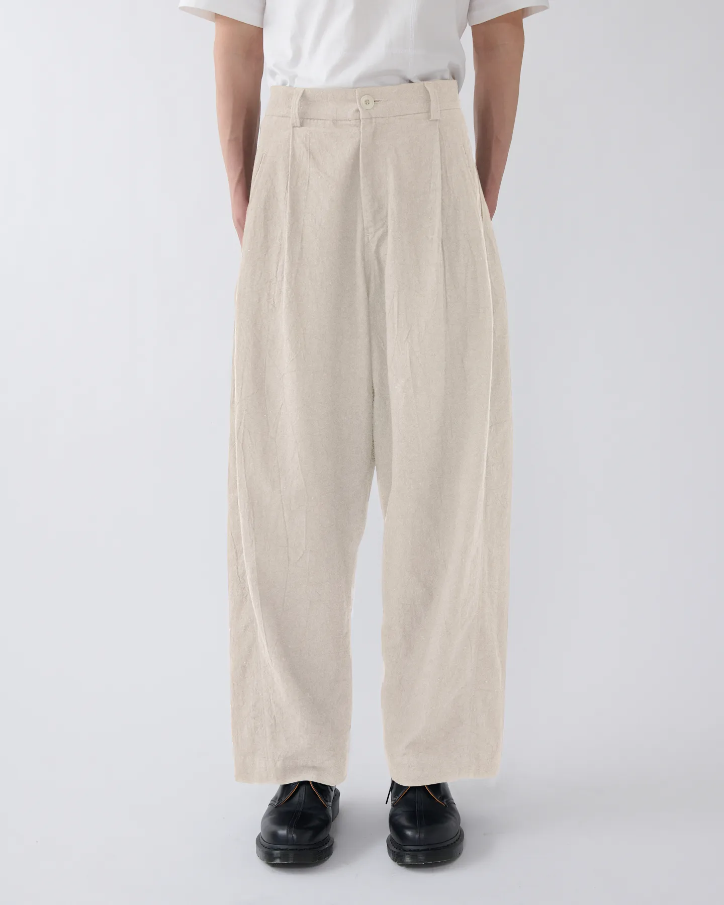 SS27 Newport Trouser Linen - Ecru sold by Sage Nation