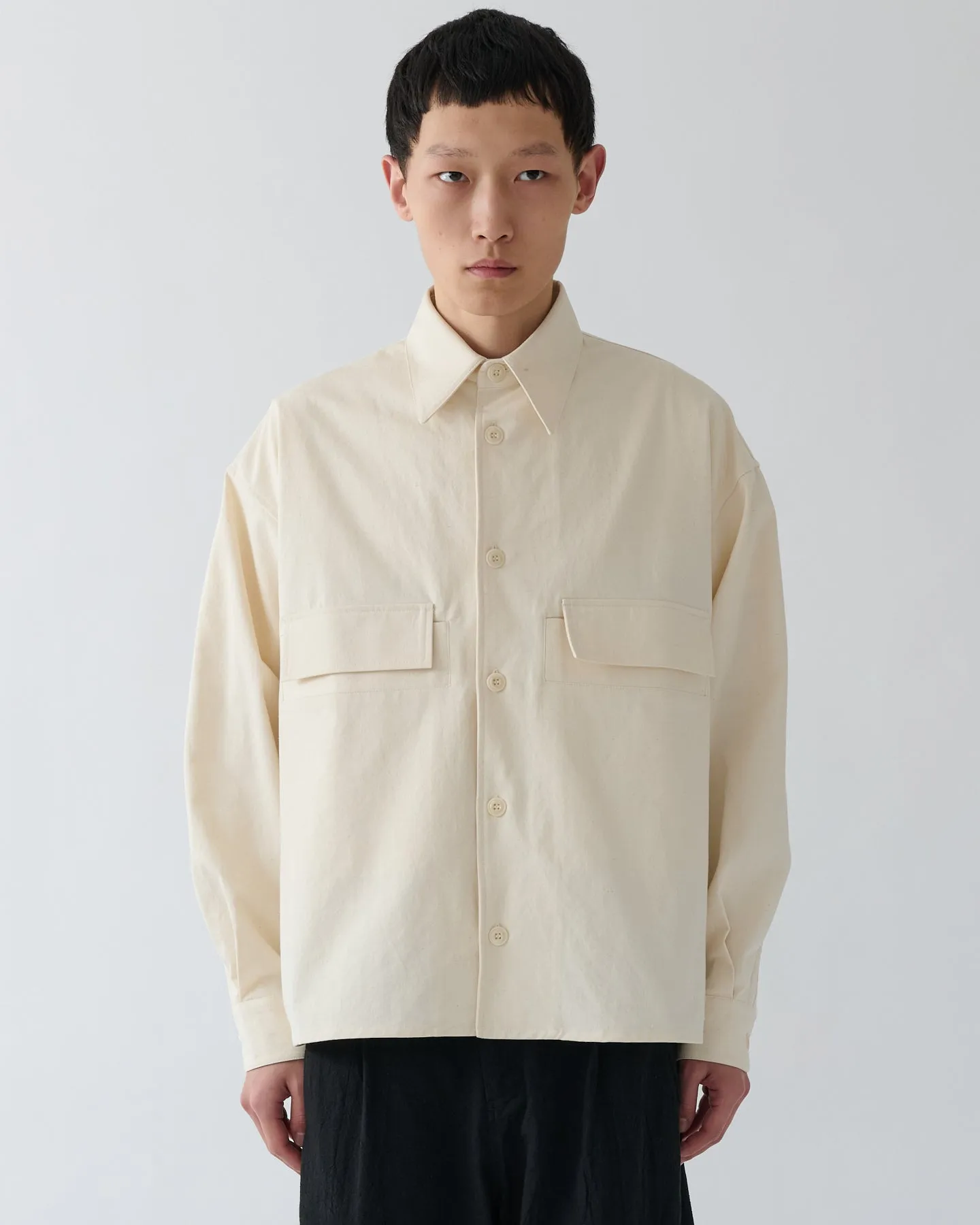 SS27 Crop Vincent Shirt - ecru nep sold by Sage Nation