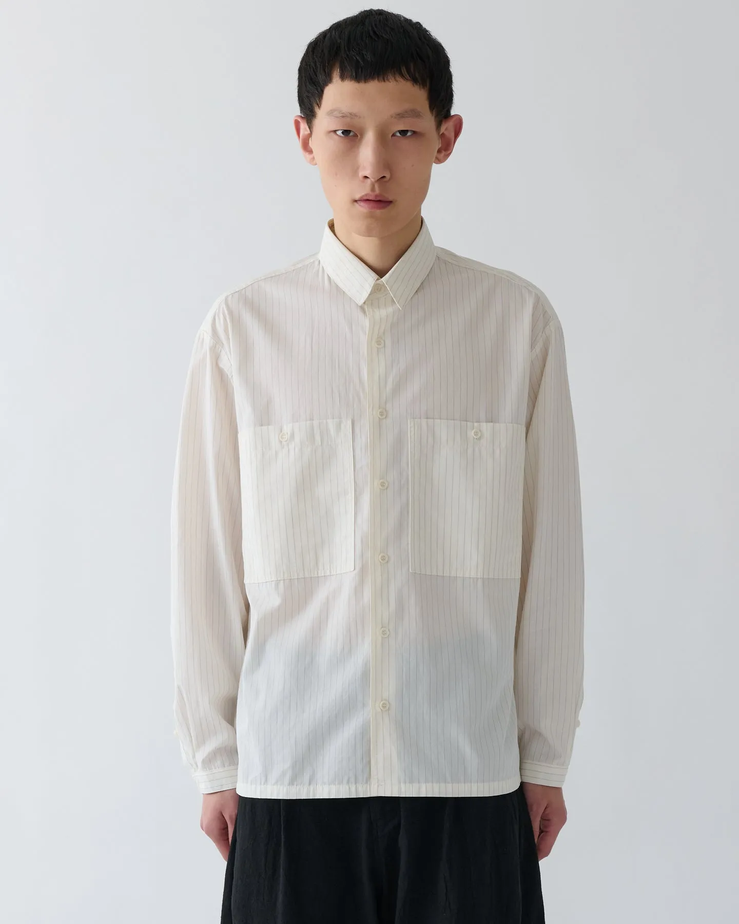 SS27 Grange Shirt - Off White Stripe sold by Sage Nation