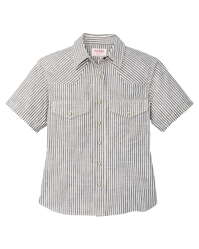 Filson Women's Short Sleeve Chambray Western Shirt made by Filson