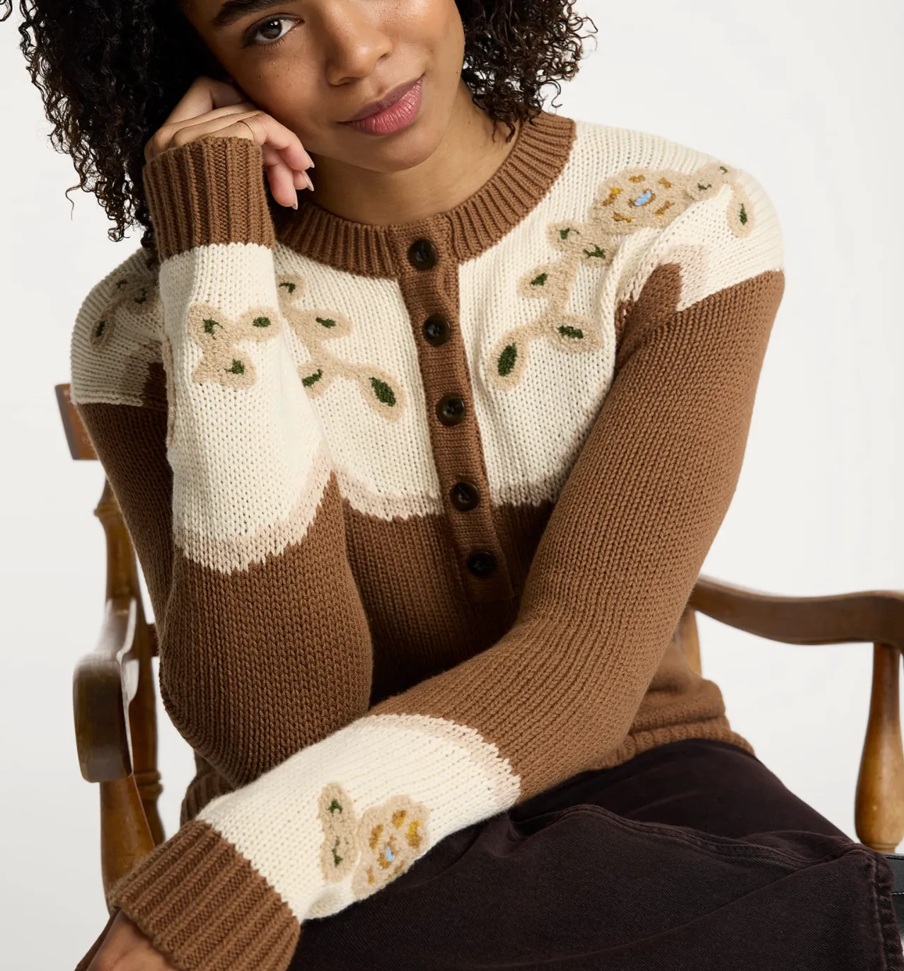 Pendleton Western Floral Henley Sweater sold by Old Souls NY product image thumbnail 2
