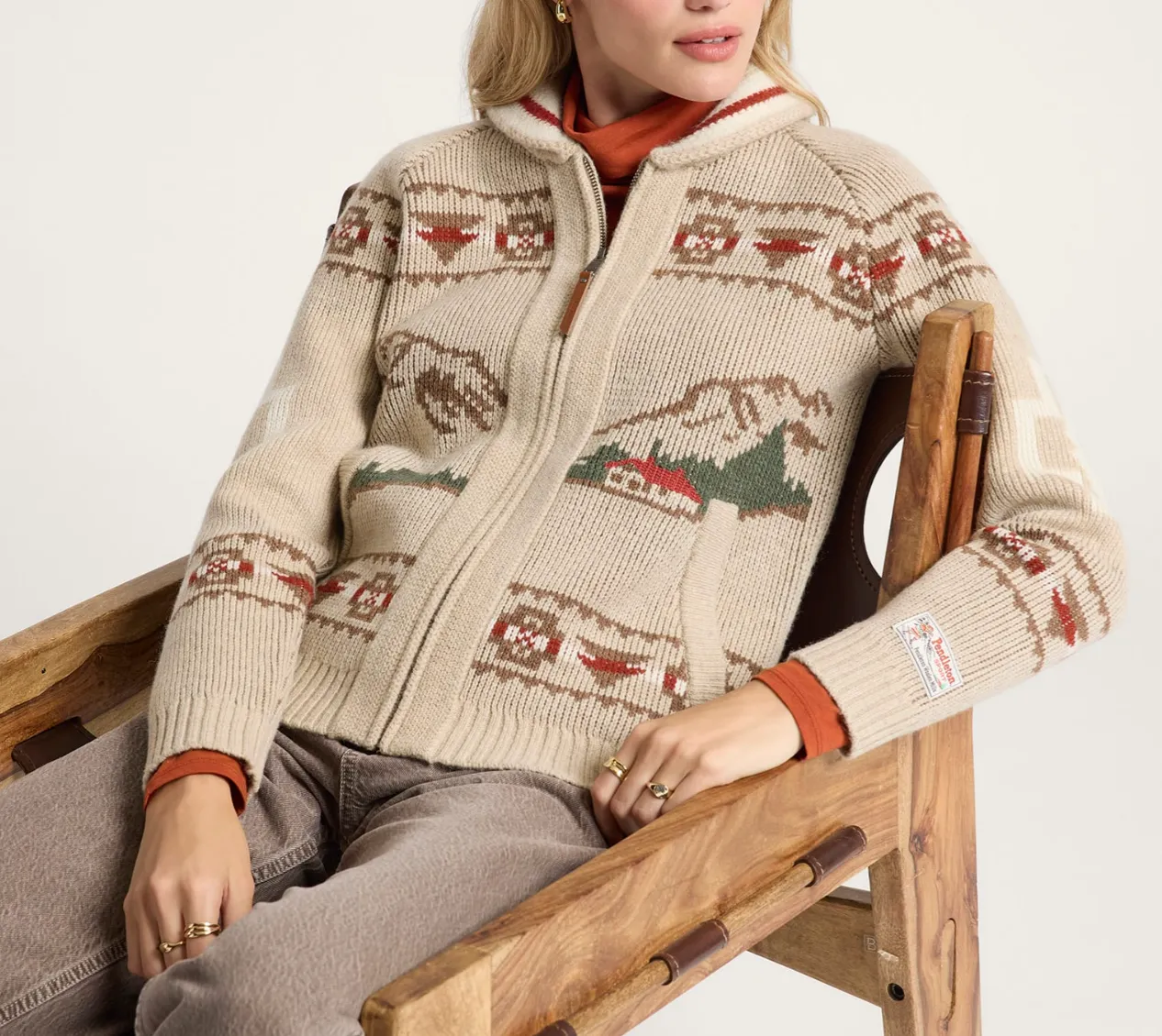 Pendleton Women's Alpine Lambswool Zip-Up Cardigan sold by Old Souls NY product image thumbnail 2