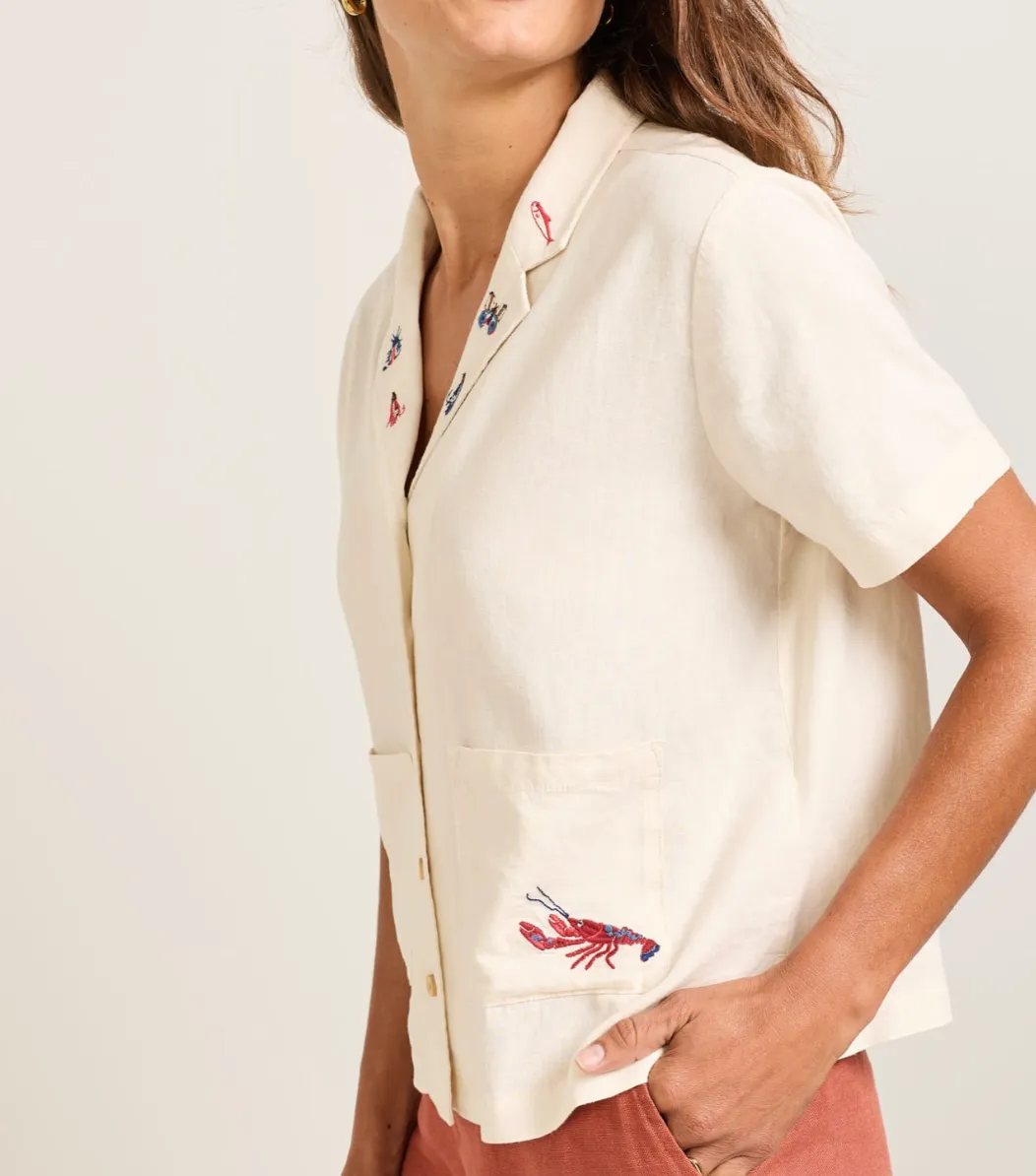Pendleton WOMEN'S SHORT-SLEEVE EMBROIDERED LINEN CAMP SHIRT sold by Old Souls NY product image thumbnail 3