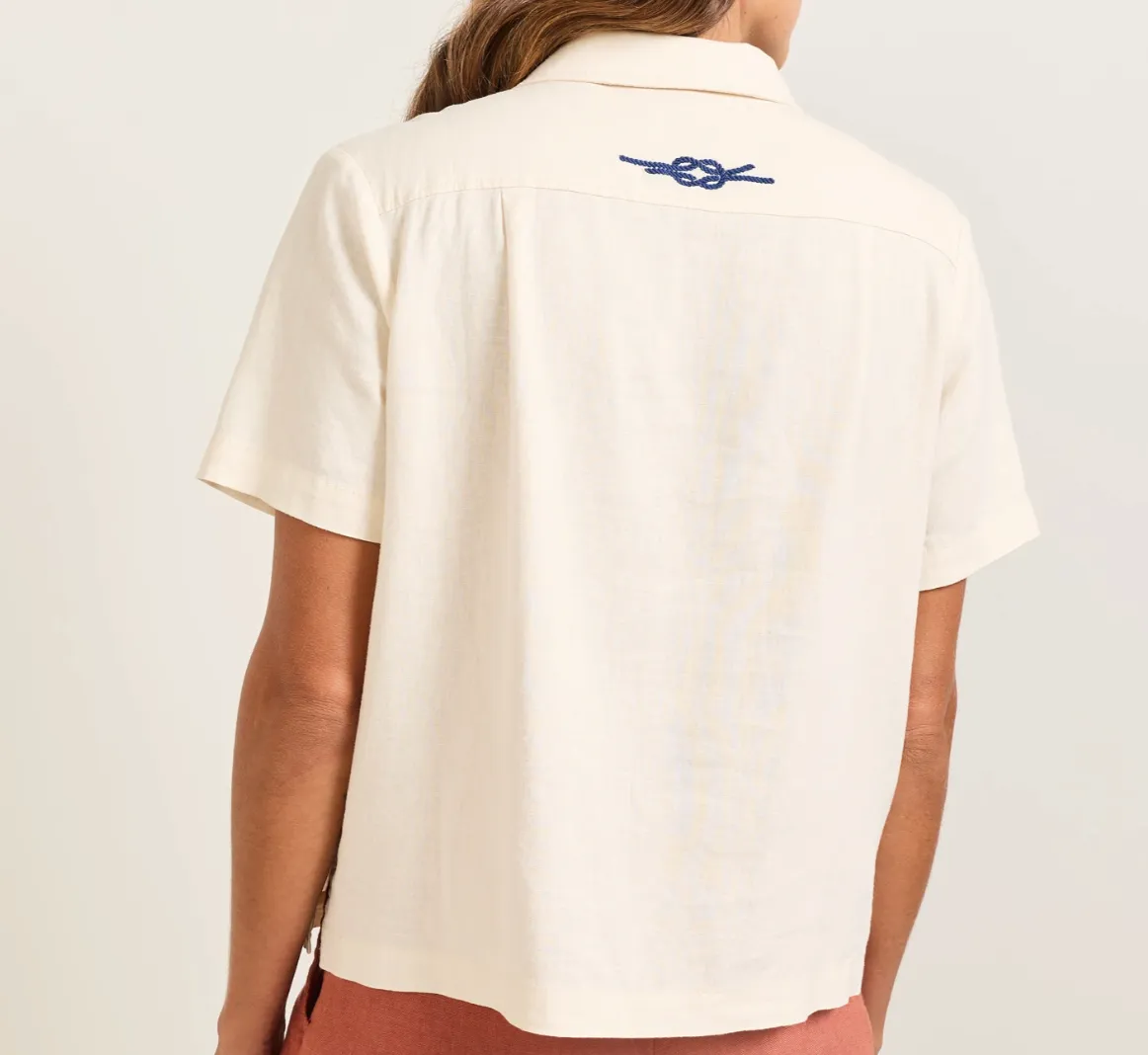 Pendleton WOMEN'S SHORT-SLEEVE EMBROIDERED LINEN CAMP SHIRT sold by Old Souls NY product image thumbnail 2