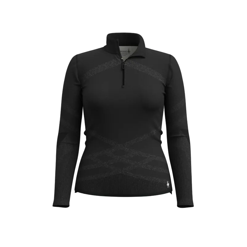 Smartwool W's IntraKnit M200 1/4 Zip- Black-White made by Smartwool