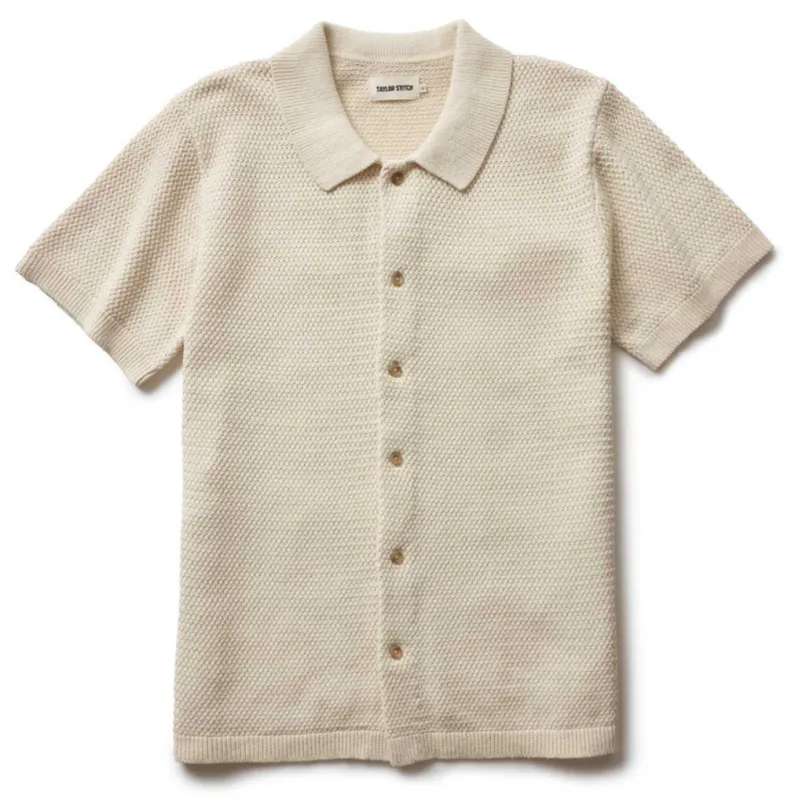 Taylor Stitch The Button Down Polo in Heather Oat Crochet made by Taylor Stitch