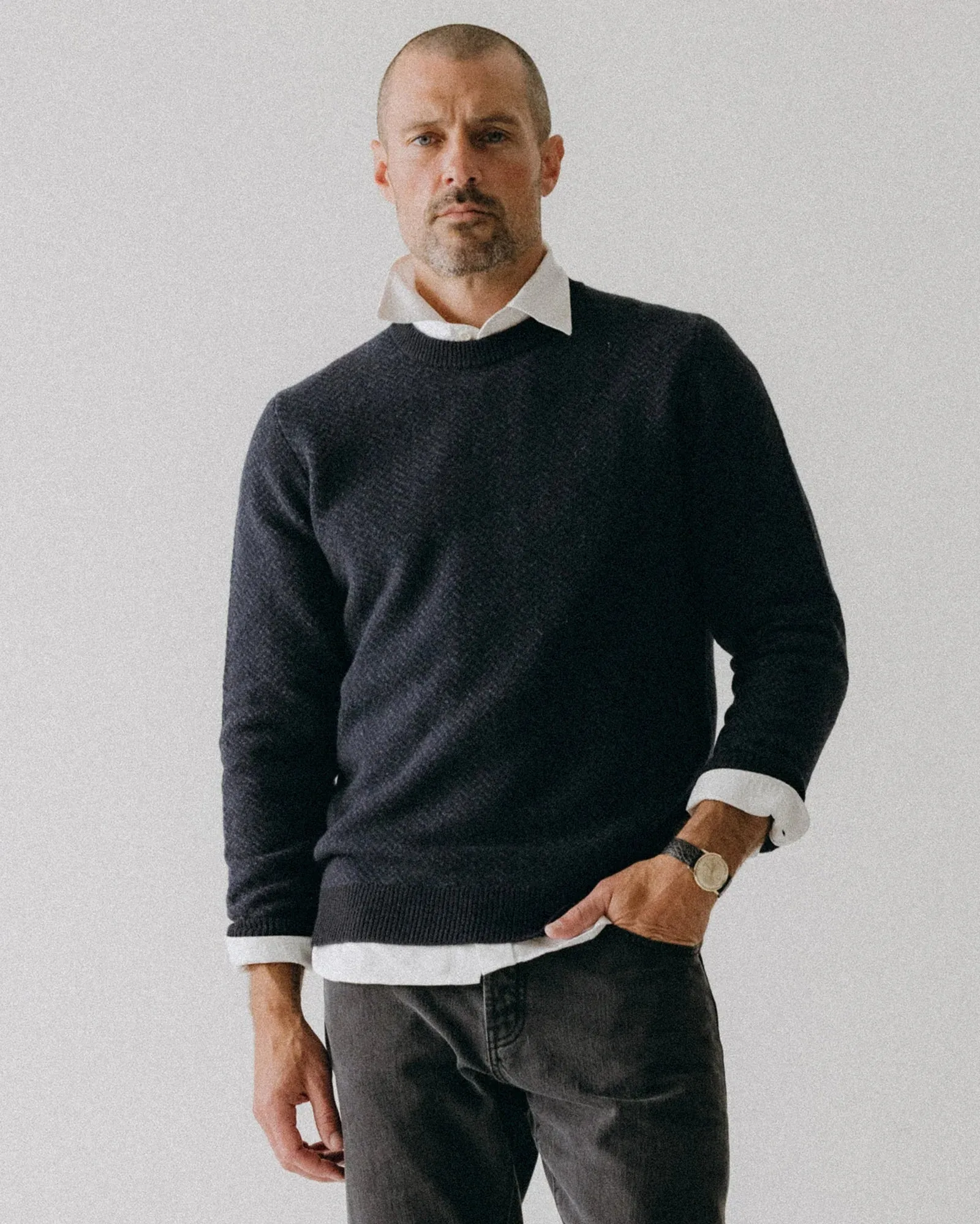 Taylor Stitch The Eddy Crew in Heather Marine Herringbone sold by Old Souls NY product image thumbnail 3
