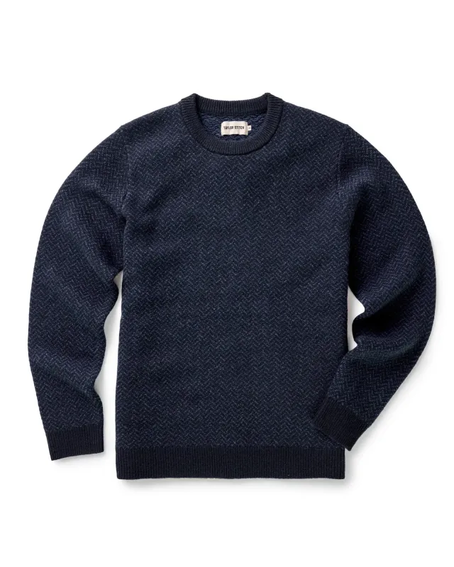 Taylor Stitch The Eddy Crew in Heather Marine Herringbone made by Taylor Stitch