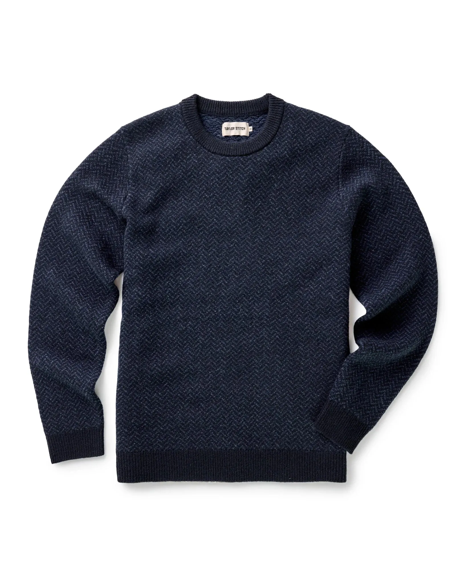 Taylor Stitch The Eddy Crew in Heather Marine Herringbone sold by Old Souls NY