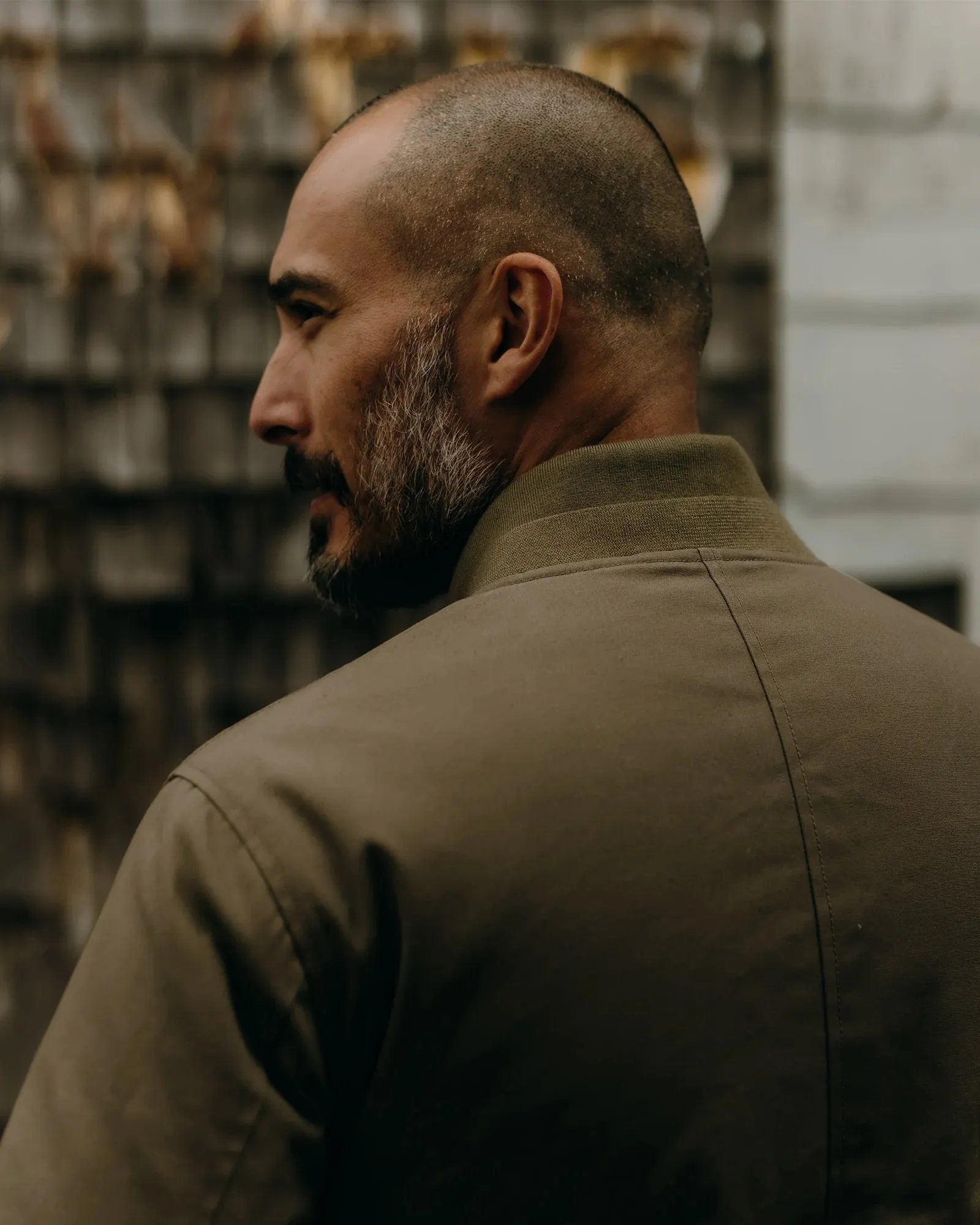 Taylor Stitch The Insulated Bomber Jacket in Fatigue Olive Dry Wax sold by Old Souls NY product image thumbnail 3