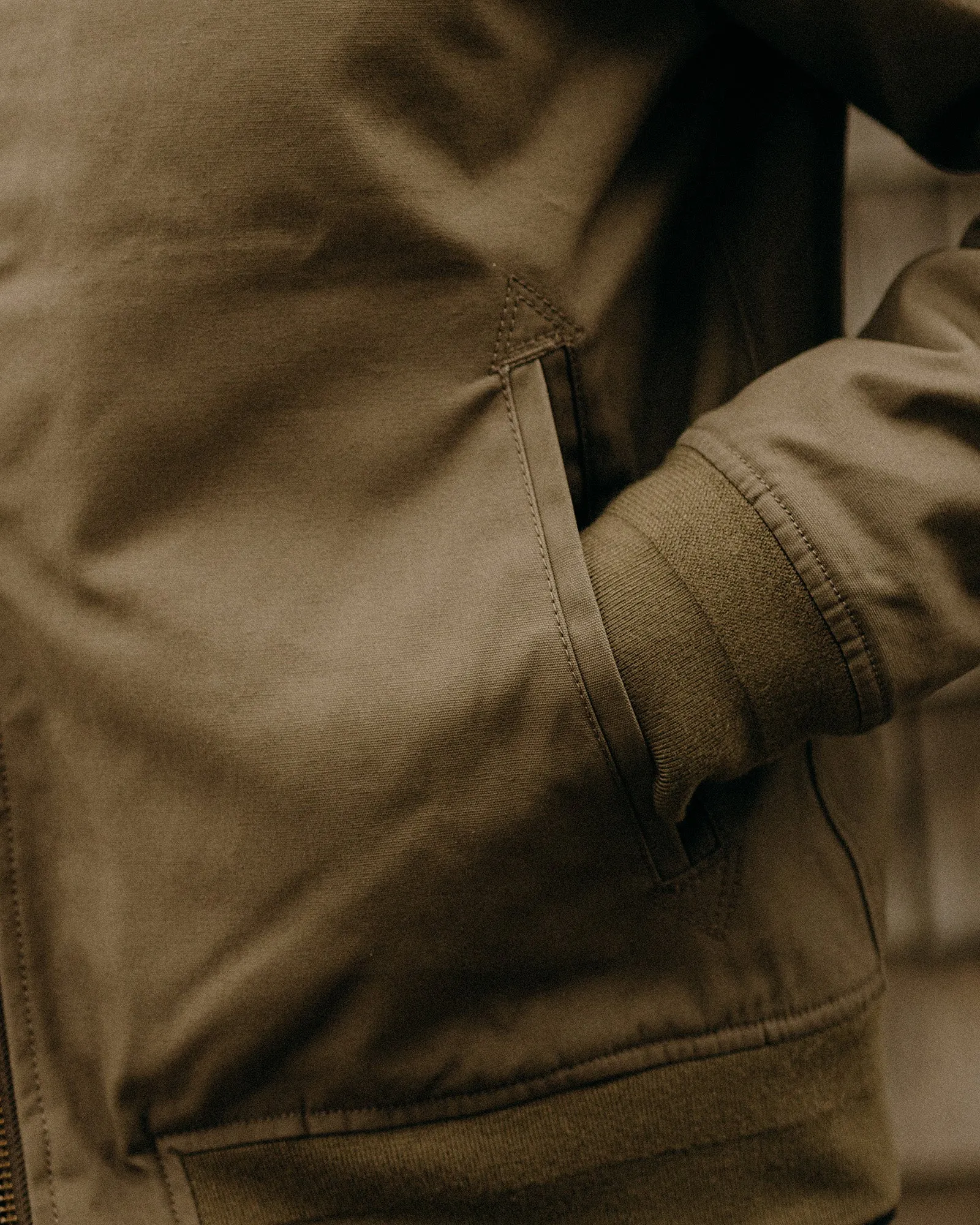 Taylor Stitch The Insulated Bomber Jacket in Fatigue Olive Dry Wax sold by Old Souls NY product image thumbnail 4