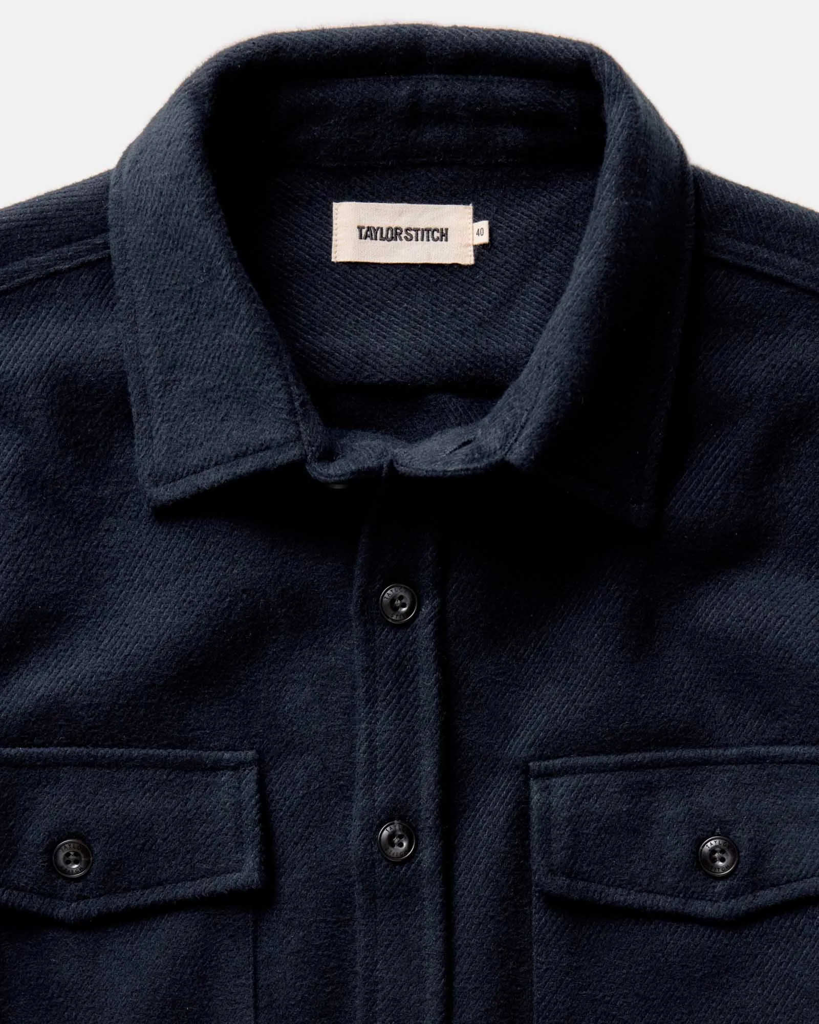 Taylor Stitch The Maritime Shirt Jacket in Dark Navy Moleskin Twill sold by Old Souls NY product image thumbnail 5