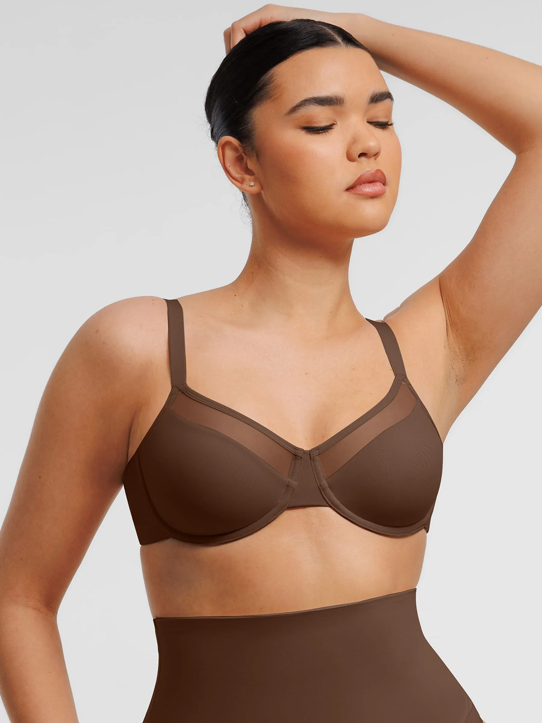 Feelingirl Sheer Mesh Full Coverage Unpadded Underwire Bra sold by FeelinGirl product image thumbnail 3