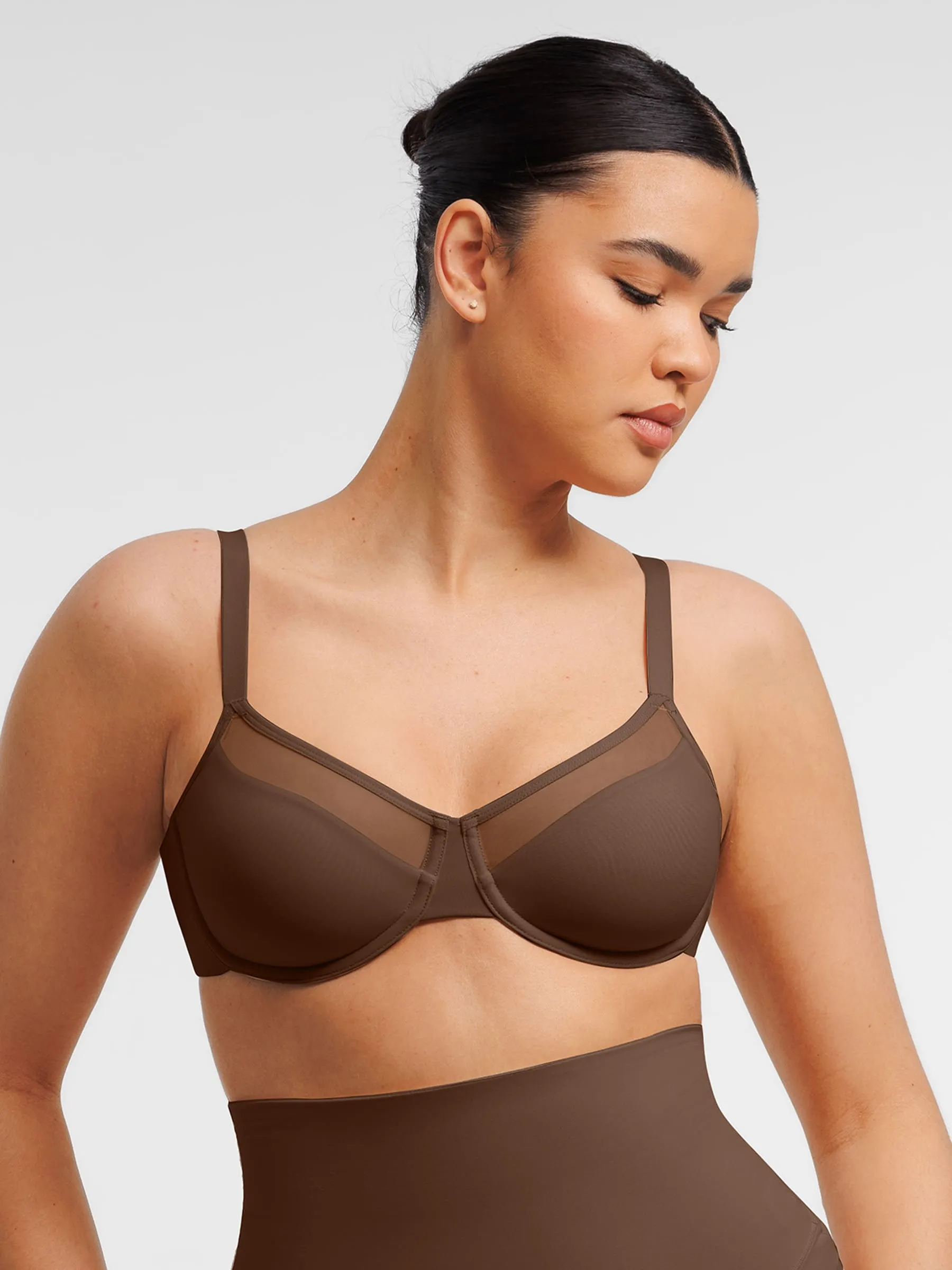 Feelingirl Sheer Mesh Full Coverage Unpadded Underwire Bra sold by FeelinGirl product image thumbnail 2