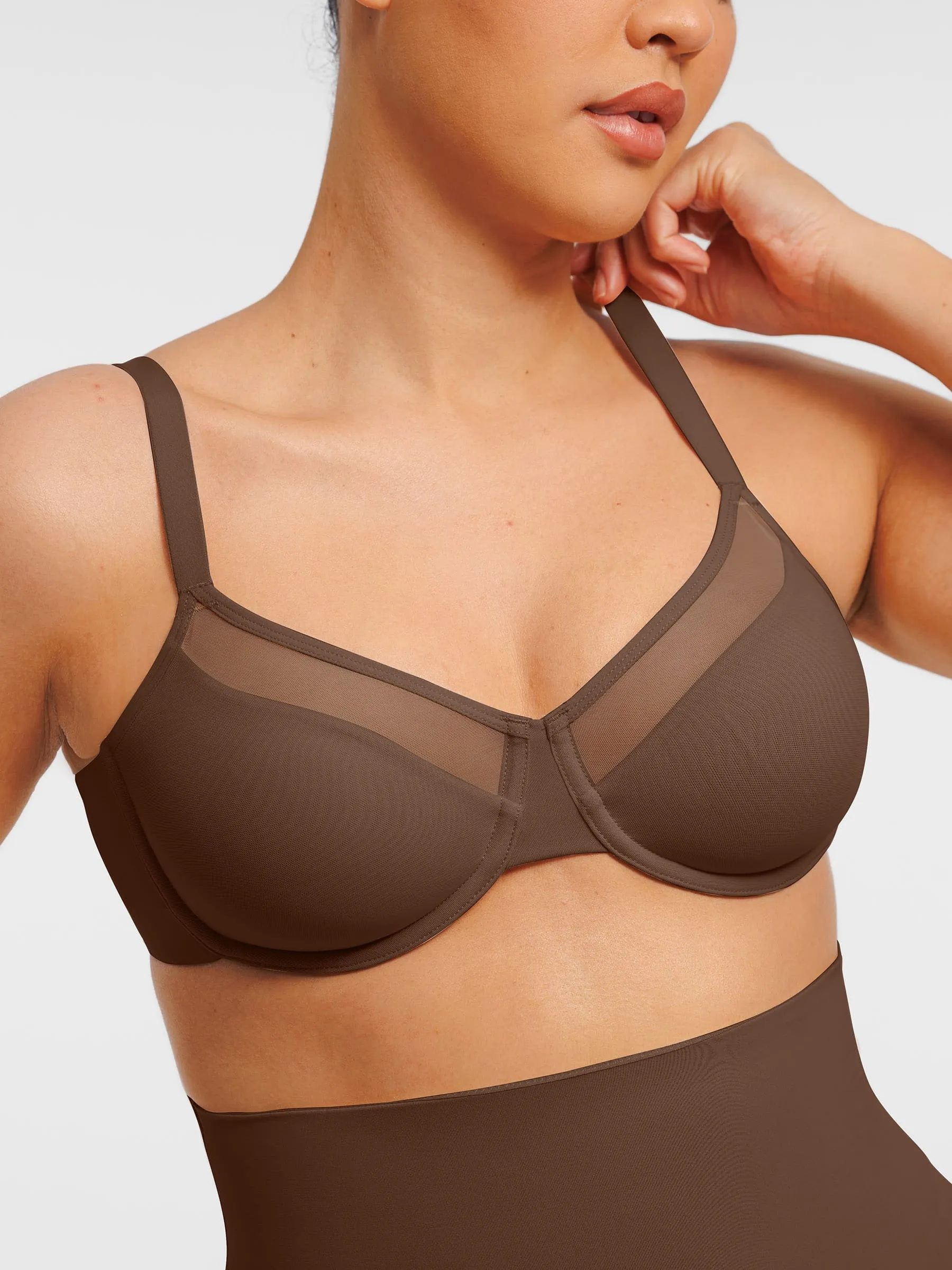 Feelingirl Sheer Mesh Full Coverage Unpadded Underwire Bra sold by FeelinGirl product image thumbnail 5